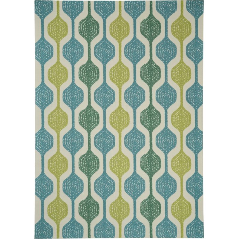 Waverly - Sun N Shade SND70 Blue and Green 10'x13' Oversized Indoor-outdoor Rug - SND70-99446476005_CLOSEOUT