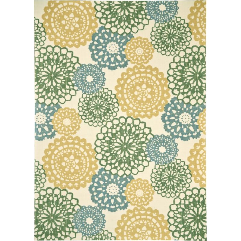 Waverly - Sun N Shade SND72 Blue and Green 10'x13' Oversized Indoor-outdoor Rug - SND72-99446476173_CLOSEOUT