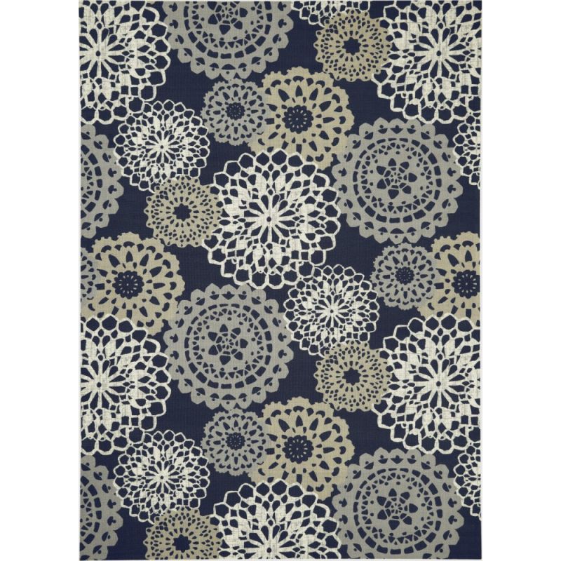 Waverly - Sun N Shade SND72 Navy Black and Grey 10'x13' Oversized Indoor-outdoor Rug - SND72-99446476180_CLOSEOUT