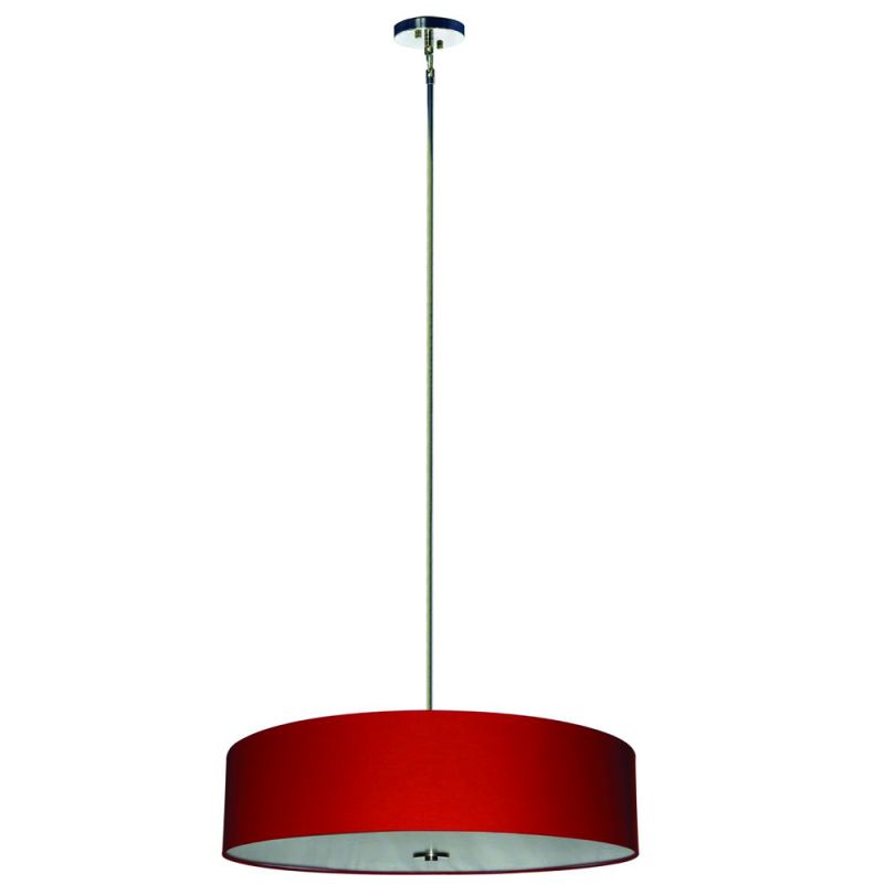 Yosemite Home Decor - Lyell Forks 5 Light Pendant in Satin Steel Finish with Chili Pepper Red Shade - SH3007-5P-CPRS