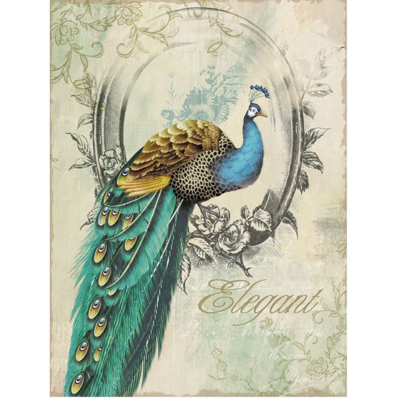 Yosemite Home Decor - Peacock Poise I Printed on Canvas with Foil - YFSPARROWL