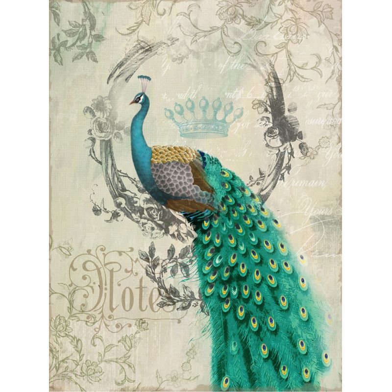 Yosemite Home Decor - Peacock Poise II Printed on Canvas with Foil - YFSPARROWR