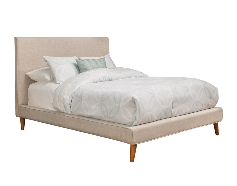 Britney Queen Upholstered Platform Bed, Grey Linen Platform Bed Queen Size