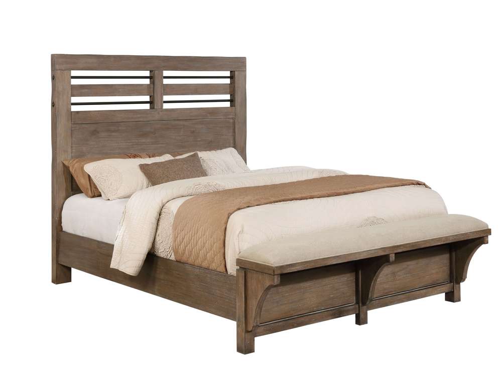 Round Rock King Panel Bed W Bench Footboard, King Bed Footboard Bench