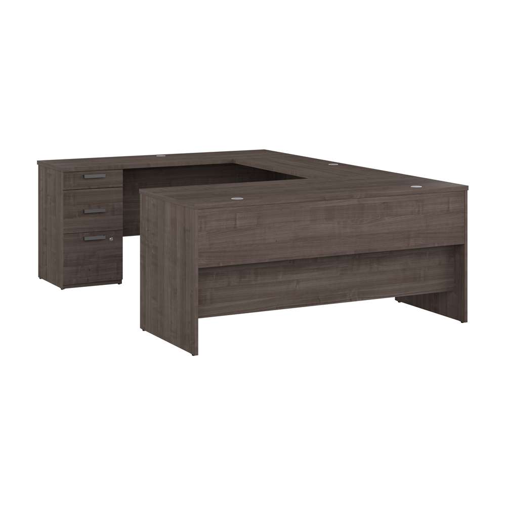 Bestar Logan 65W Computer Desk with Drawers in Medium Gray Maple