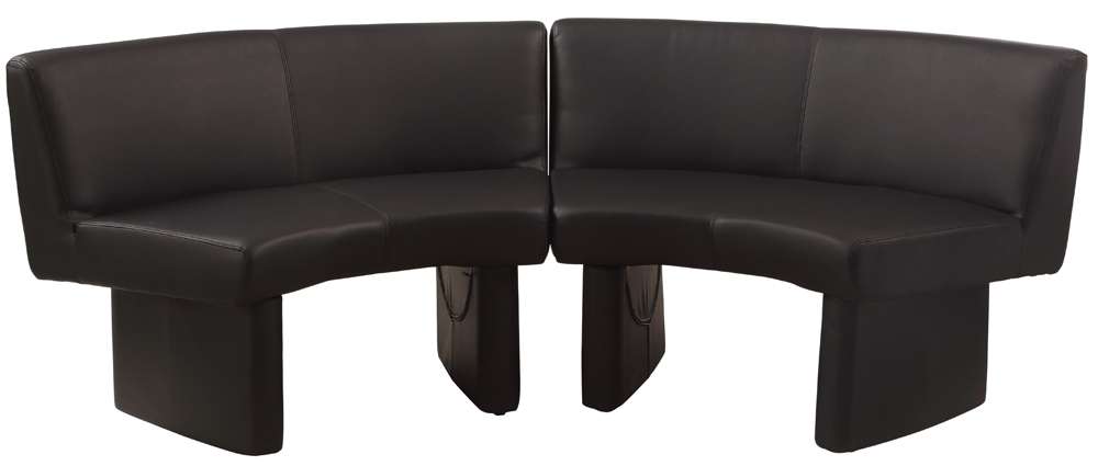 72L, Veneer Booth with Upholstered Back & Seat in Black