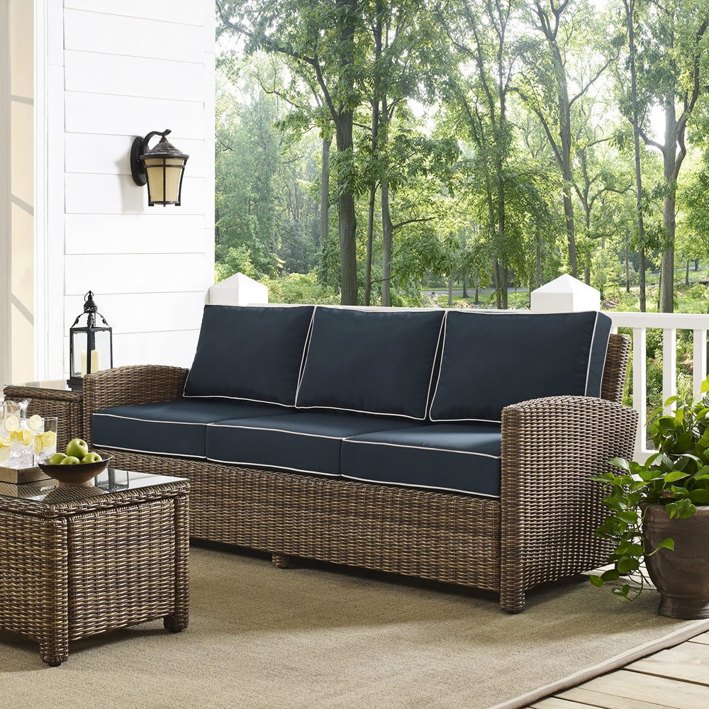 Crosley Furniture - Bradenton Sofa with Navy Cushions - KO70049WB-NV