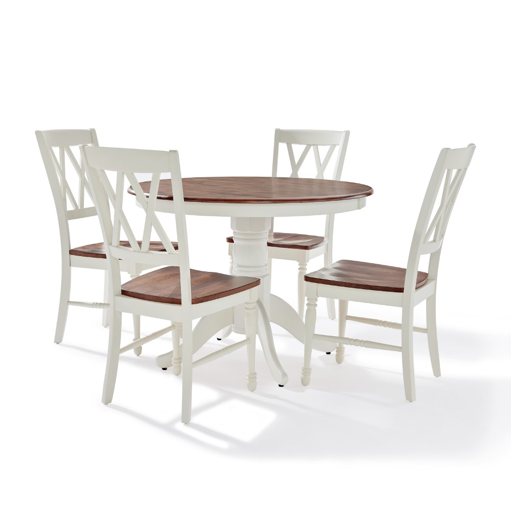 Crosley Furniture Shelby 5 Piece, White Round Dining Table 4 Chairs