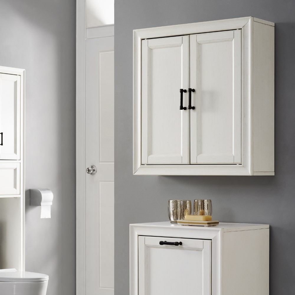 Crosley Lydia Tall Bathroom Cabinet in Gray