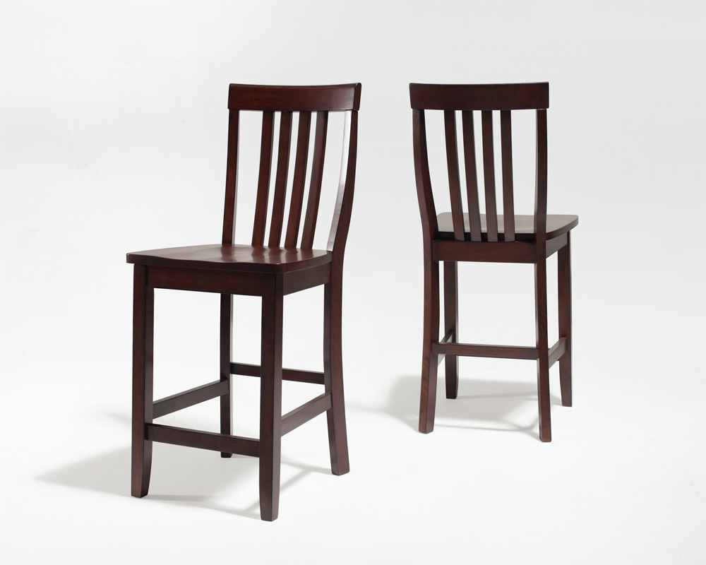 Vintage Mahogany with 24-Inch Seat Height Crosley Furniture School House Bar Stool Set of 2