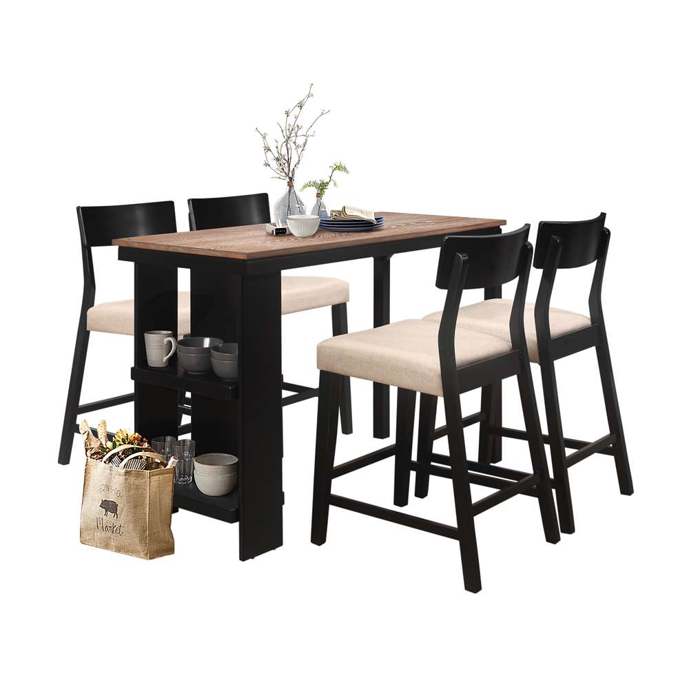 Black Finish Modern Counter Height Dining Table w/Options