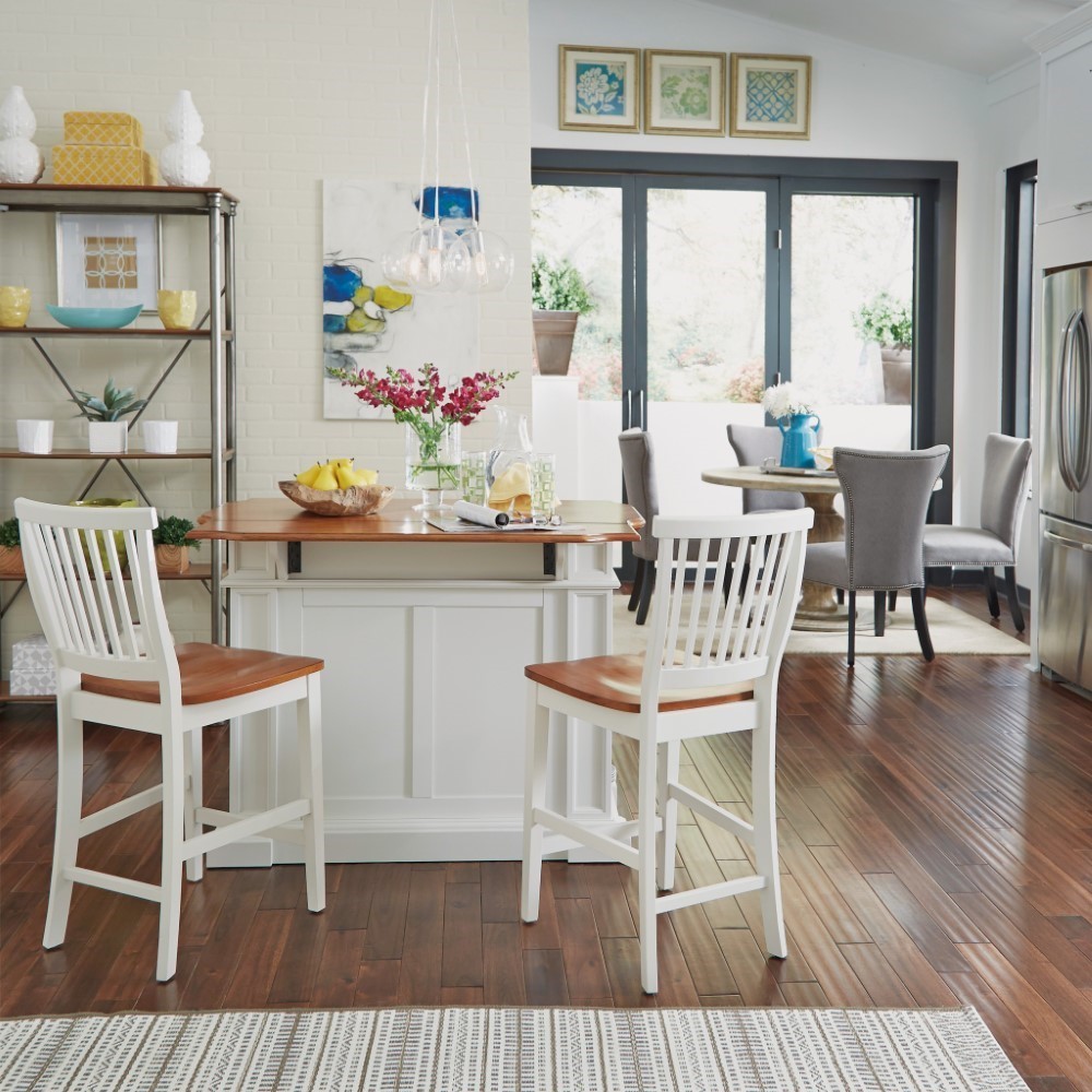 Americana white kitchen discount island with seating