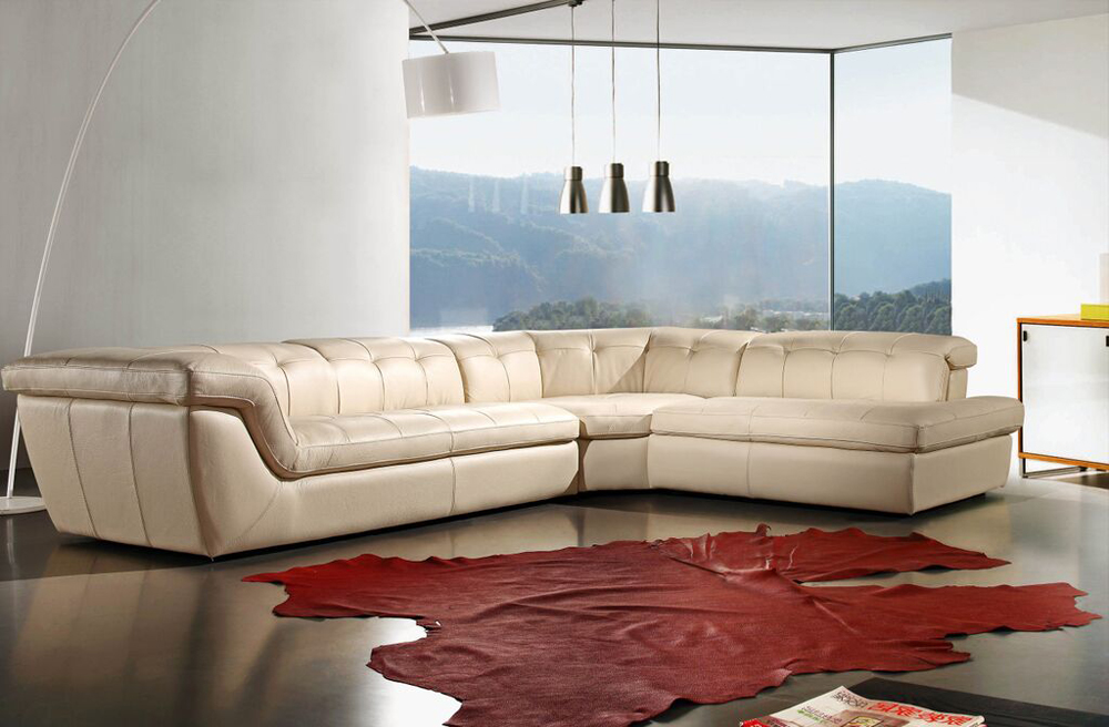 397 Italian Leather Sectional Beige, Beige Leather Sectional Sofa