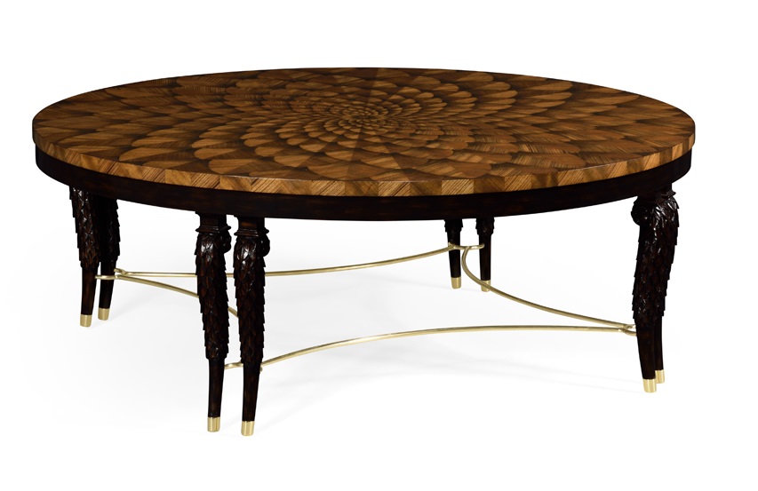 Jonathan Charles Fine Furniture Icarus Feather Inlay Coffee Table In Medium Zebrano 495633 Zeb