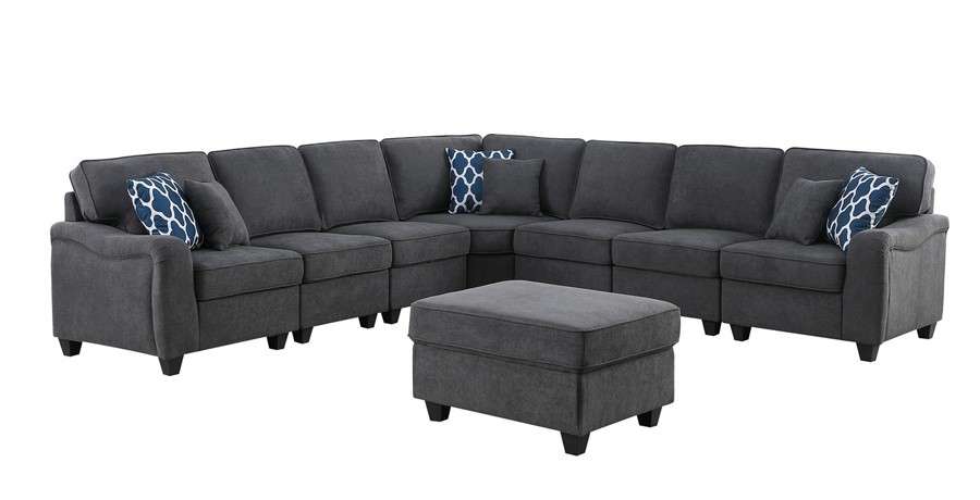 Lilola Home - Leo Dark Gray Woven 8Pc Modular L-Shape Sectional Sofa ...