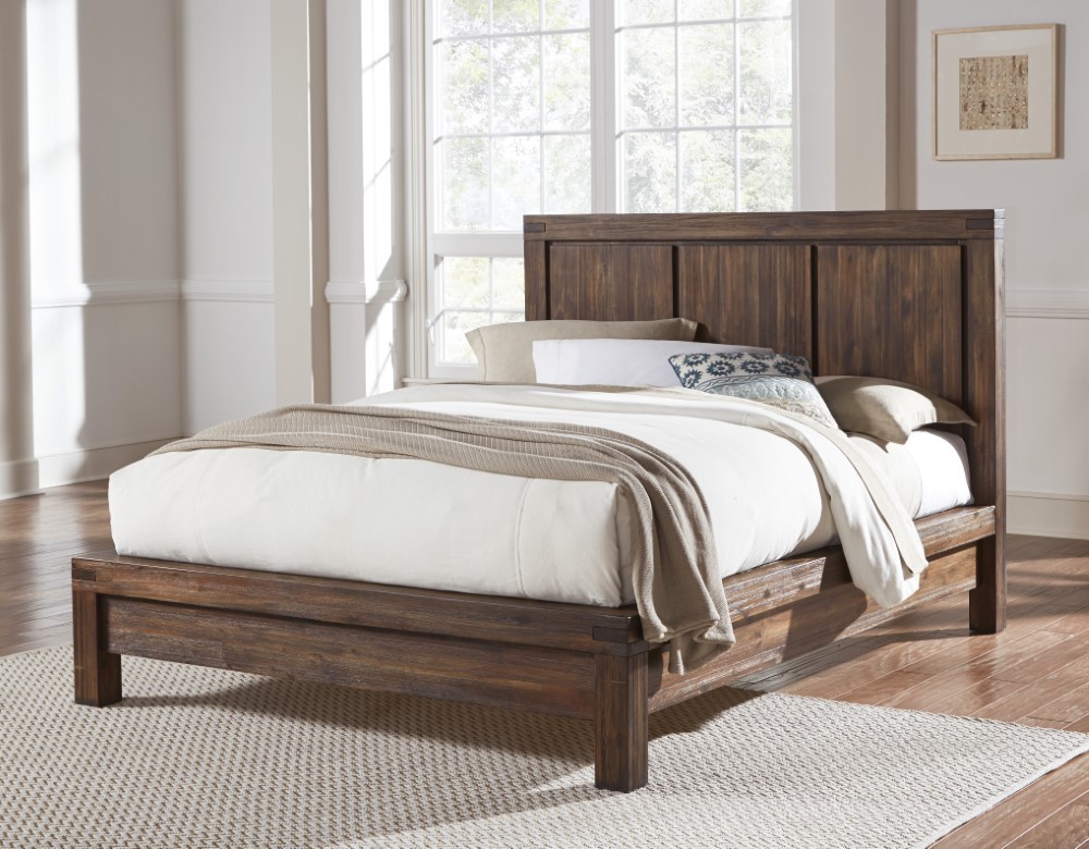 Solid Wood Platform Bed In Brick Brown, Solid Wood California King Platform Bed