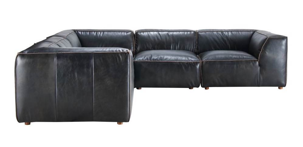 Modular Sectional Antique Black Qn, Black Leather Modular Sectional Sofa