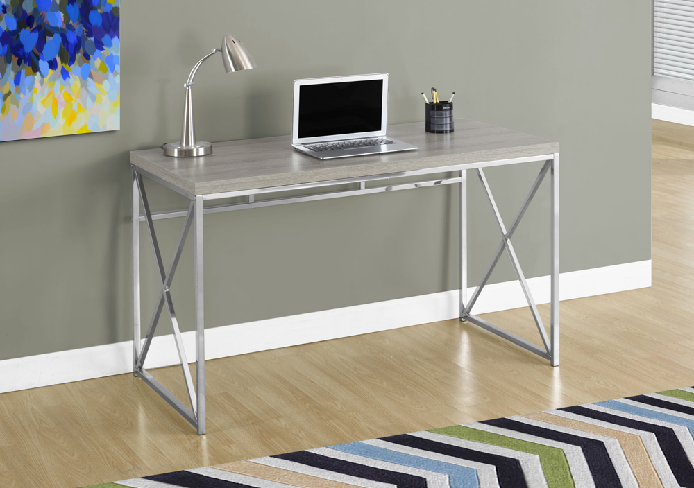 48 L Monarch Specialties Contemporary Laptop Table with Drawers and Shelf Home & Office Computer Desk-Metal Legs Dark Taupe