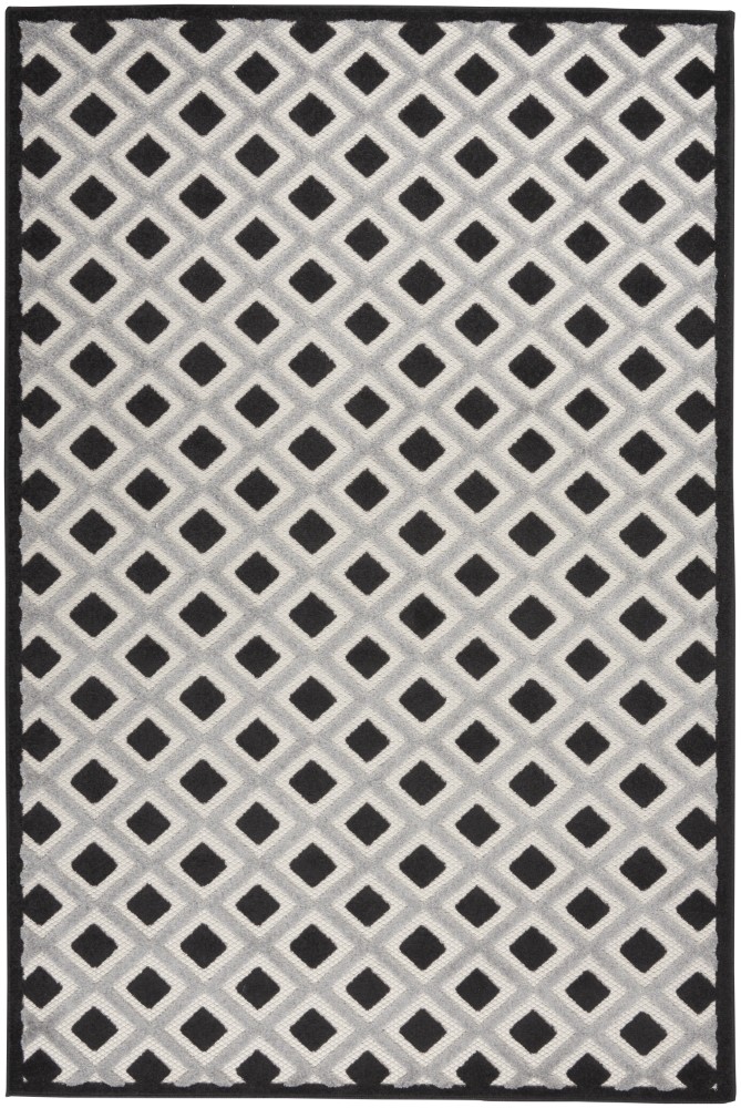 5'3x7'5 Outdoor Rug-Black Double Border