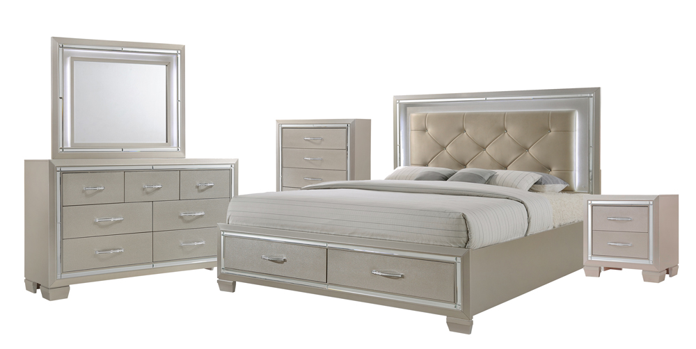 Picket House Furnishings Glamour 5 Piece Queen Storage Bedroom Set Lt1505qb