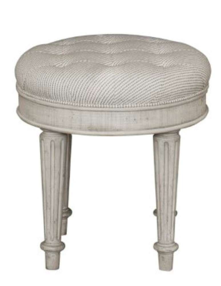 Linen Grace Upholstered Vanity Stool, Black And White Upholstered Vanity Chair