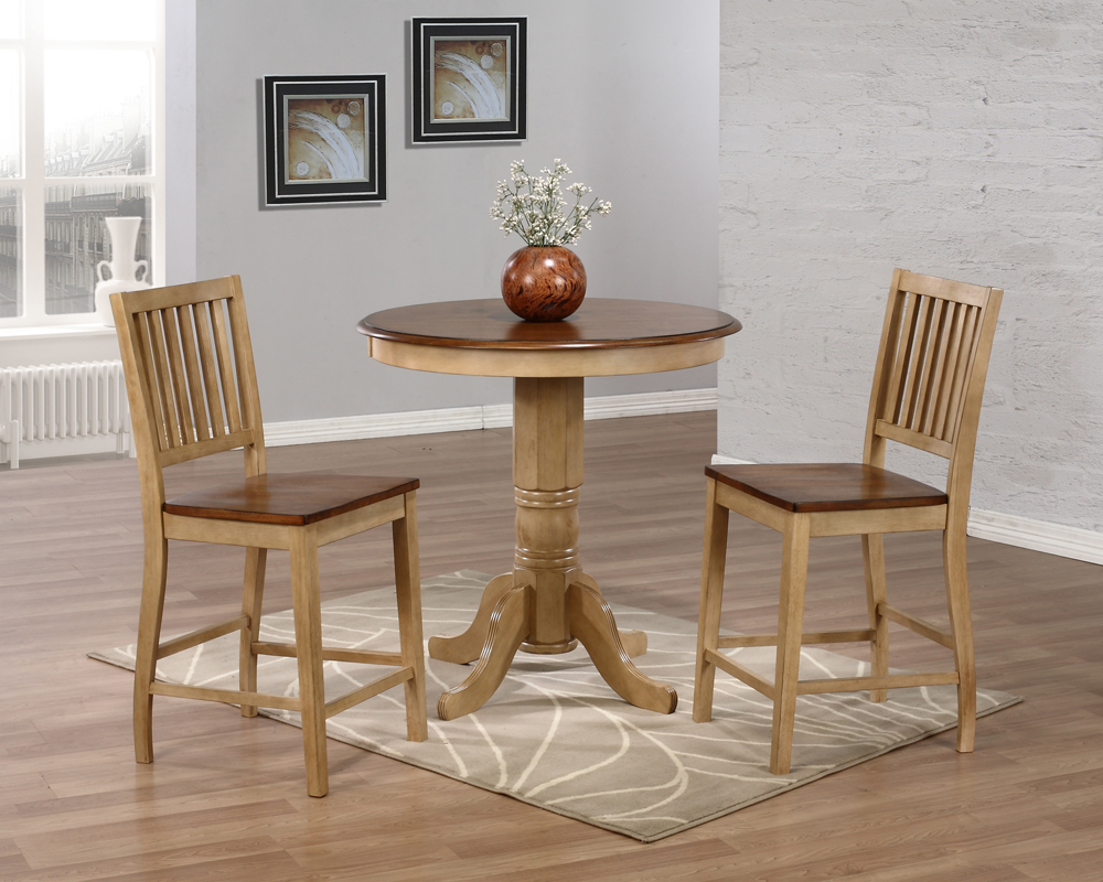 Round Pub Table Set With Slat, 36 Round Pub Table And Chairs