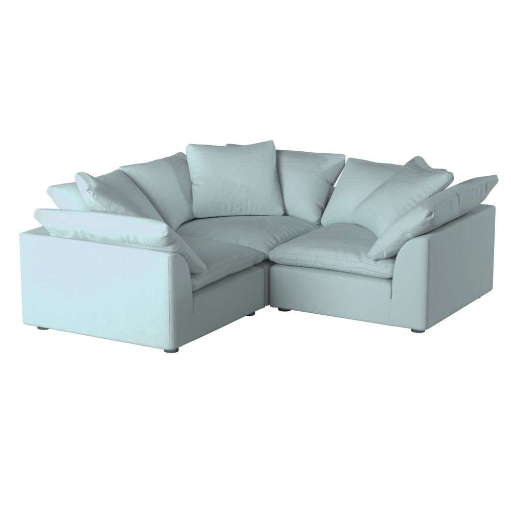 Sunset Trading Contemporary Puff Collection 5PC Slipcovered Modular  L-Shaped Sectional Sofa with Ottoman, Performance Fabric Washable  Water-Resistant Stain-Proof, 132 Deep-Seating Down-Filled Chaise Lounge  Couch, Ocean Blue