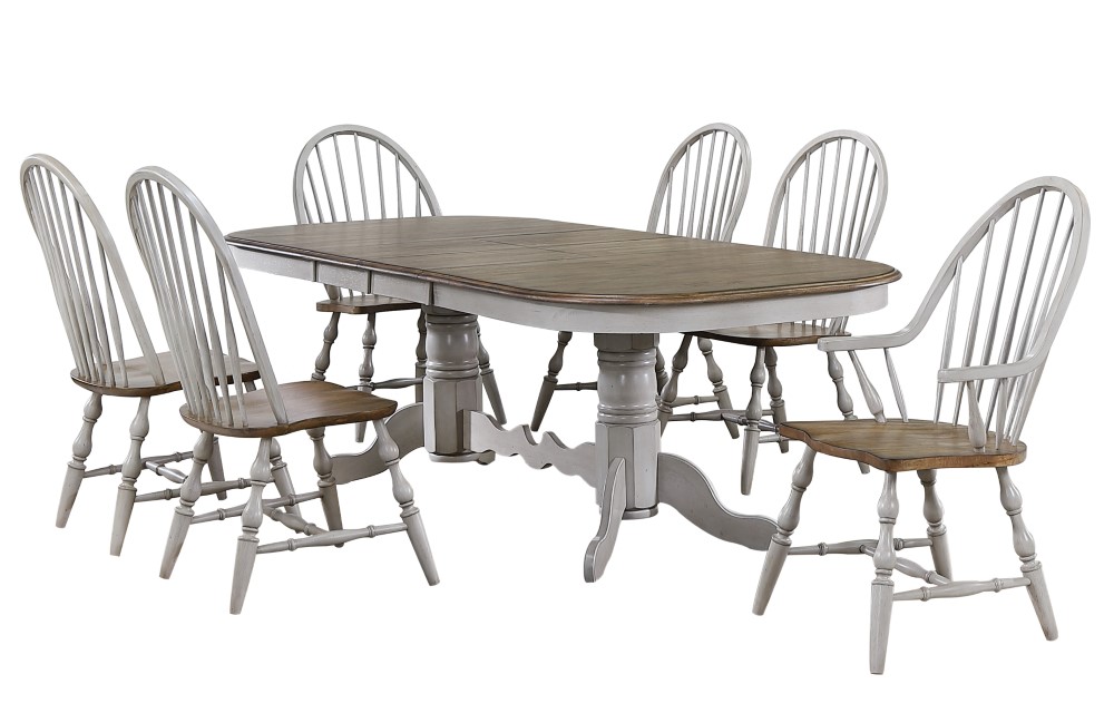 Arm Chairs Distressed Gray, Country Dining Table And Chairs Set
