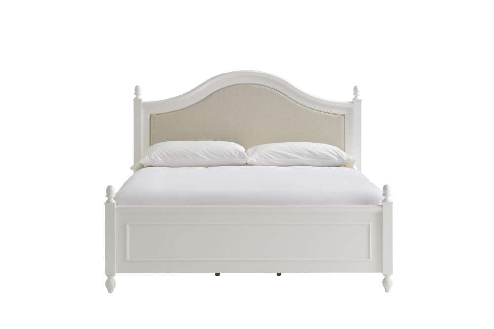 Arched King Paneled Wood Framed, Tufted Headboard With Wood Trim King