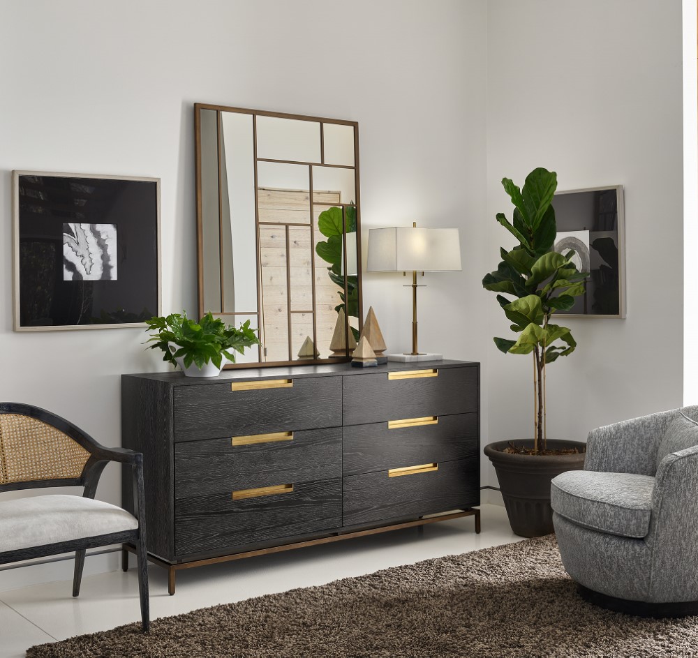Universal Furniture Onyx Dresser, Metal Dresser And Mirror Set