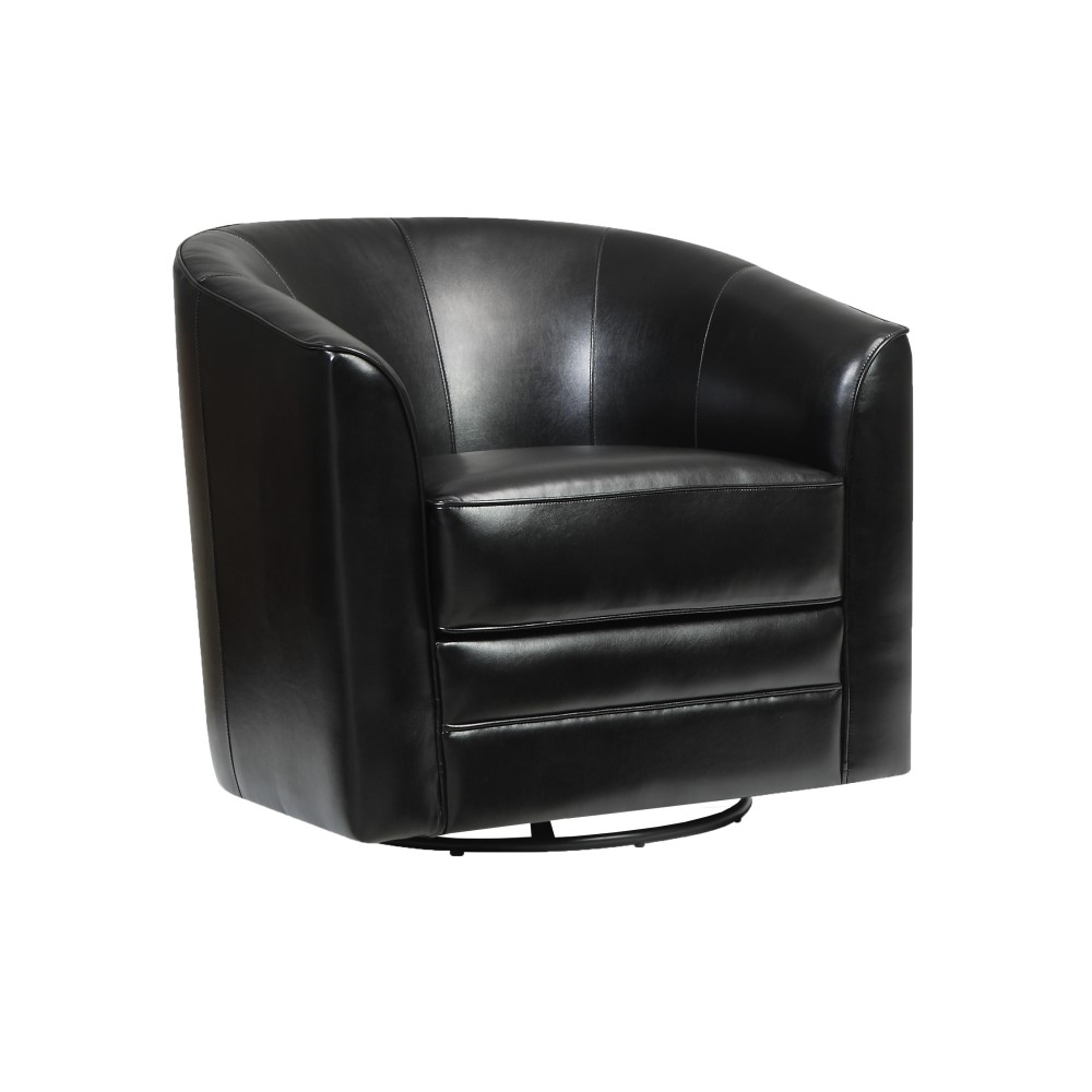 Little Black Swivel Accent Chair With, Small Leather Swivel Barrel Chairs