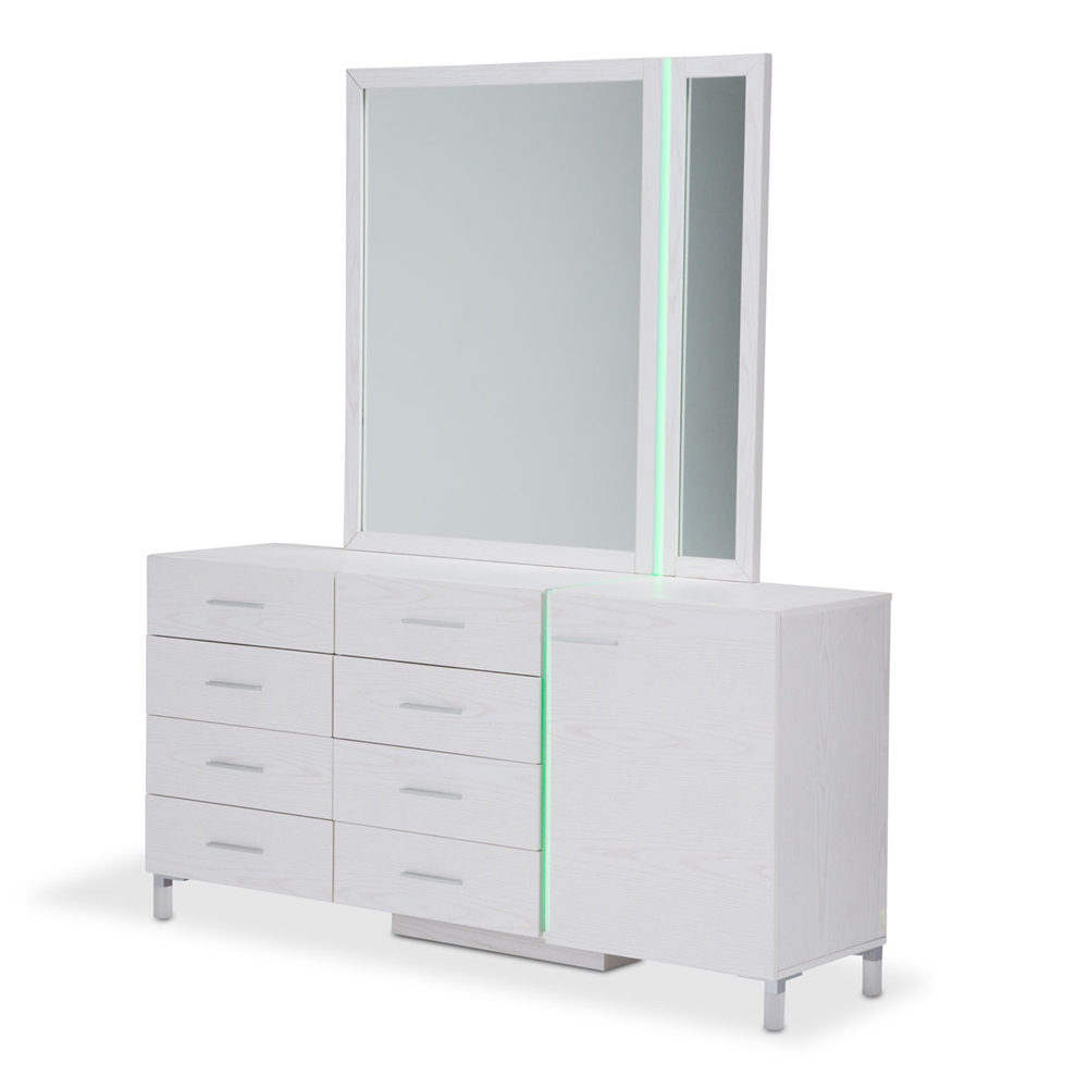 Aico By Michael Amini Lumiere Dresser And Mirror W Led Lighting In Frost