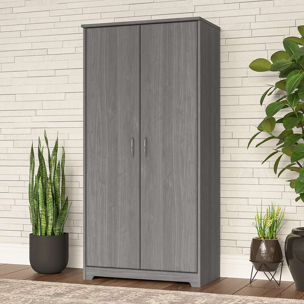 Bush Furniture - Cabot Tall Storage Cabinet with Doors in Modern Gray ...