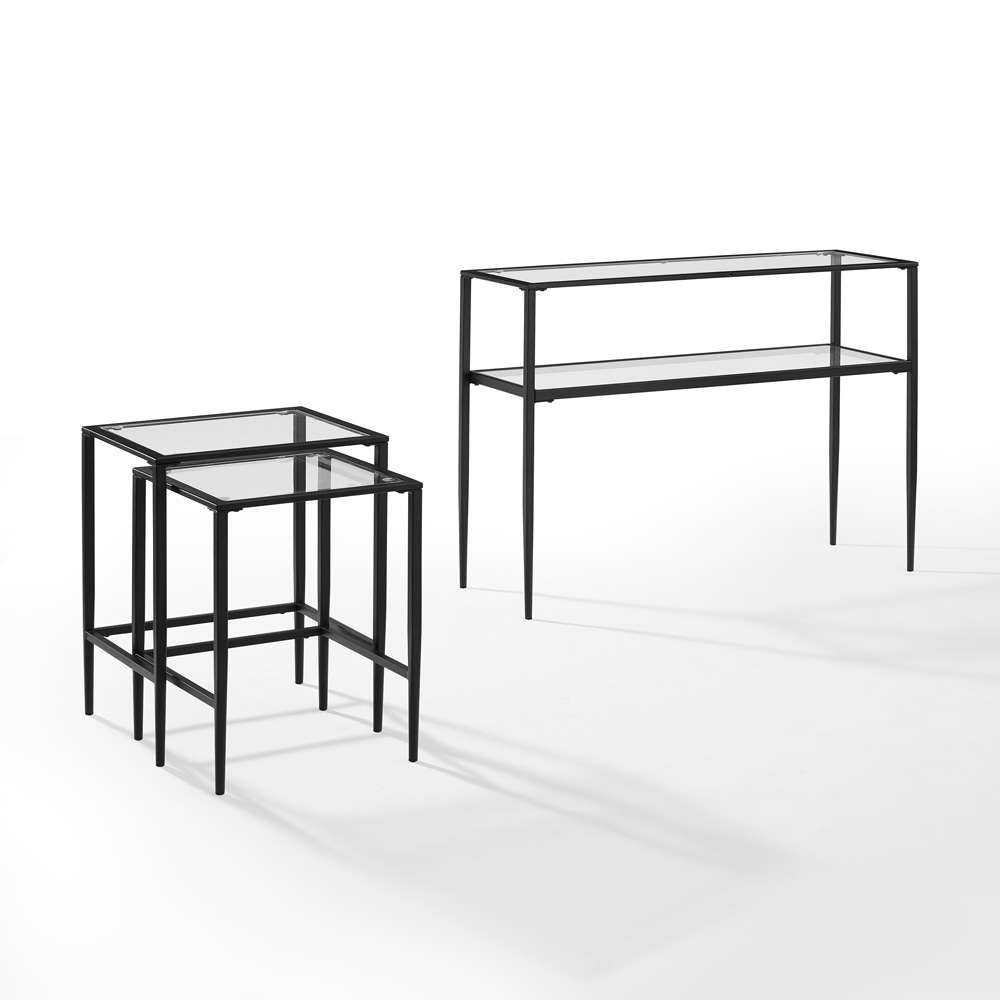 Ashton Console Table & Mirror in Black, Console Sets