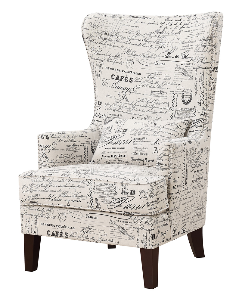 picket house furnishings kegan accent chair in french script