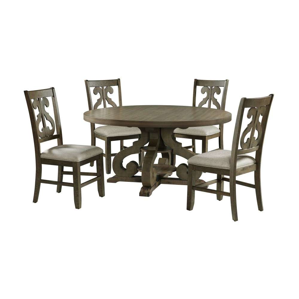 Stanford Round 5pc Dining Set Table, Four Dining Room Chairs