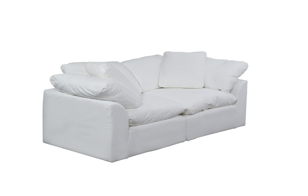 Sunset Trading - Cloud Puff 2 Piece Slipcovered Modular Sectional Small Sofa  Loveseat Performance White - SU-1458-81-2C