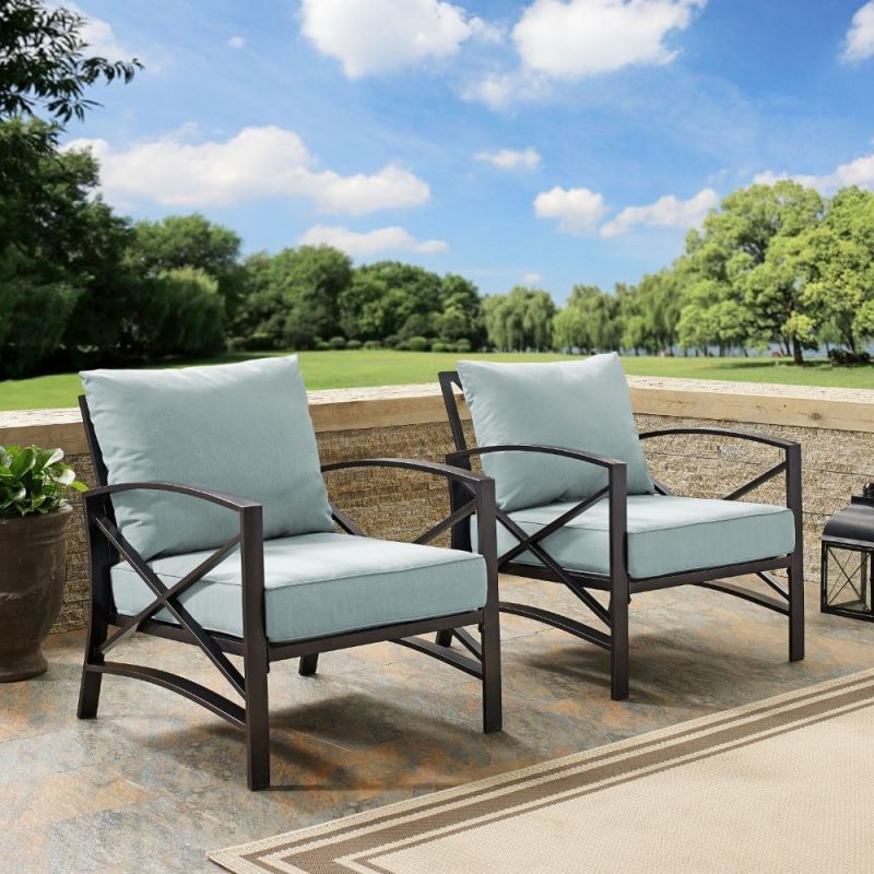 Crosley Furniture - Kaplan 2 Pc Outdoor Seating Set With Mist Cushion ...