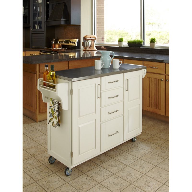 Homestyles - Create-a-Cart Off White Kitchen Cart with stainless steel ...