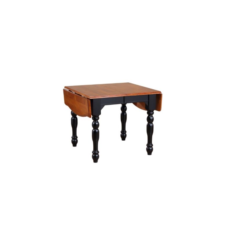 Antique Black Sunset Trading Drop Leaf Extension Table with Cherry Finish Top 