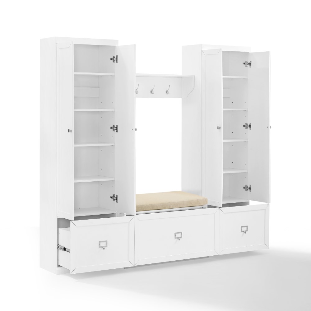Crosley Furniture - Harper 4 Piece Entryway Set White - Bench, Shelf ...