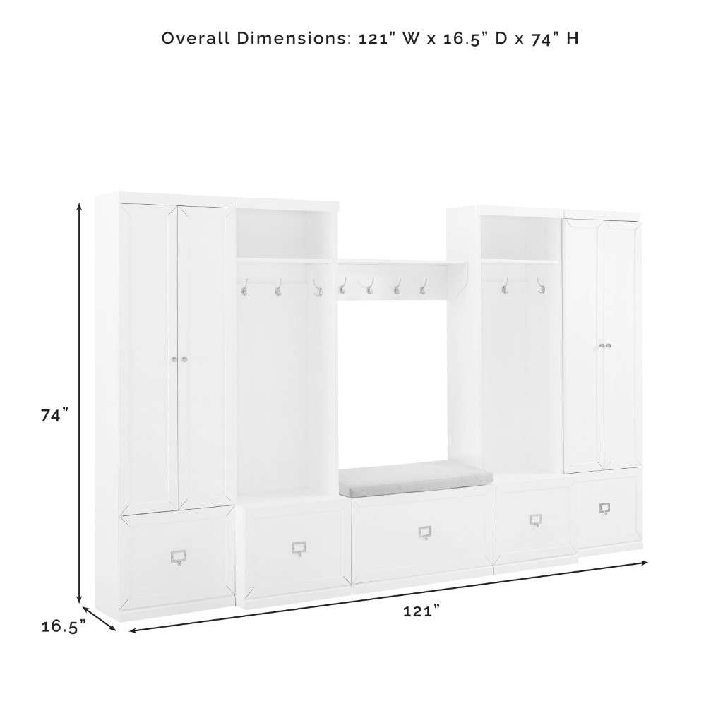 Crosley Furniture - Harper 6Pc Entryway Set Gray/Creme - Bench, Shelf ...