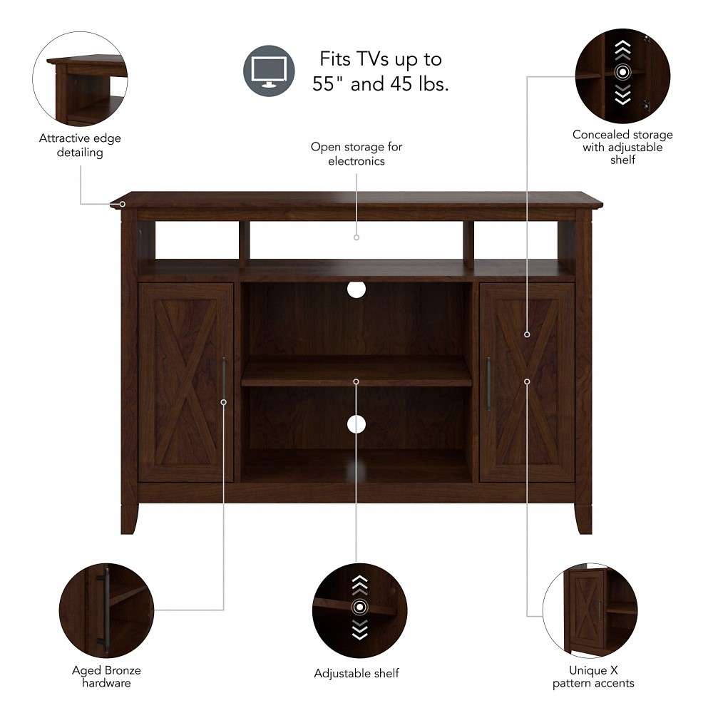 Bush Furniture Key West Bing Cherry Tall Storage Cabinet with Doors