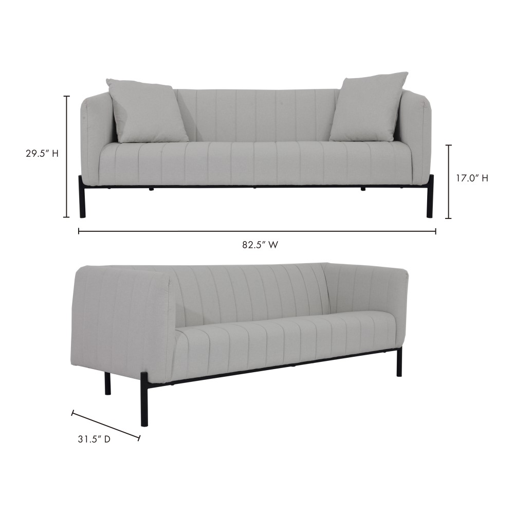 Moes Home - Jaxon Sofa in Light Grey - VV-1002-29-0