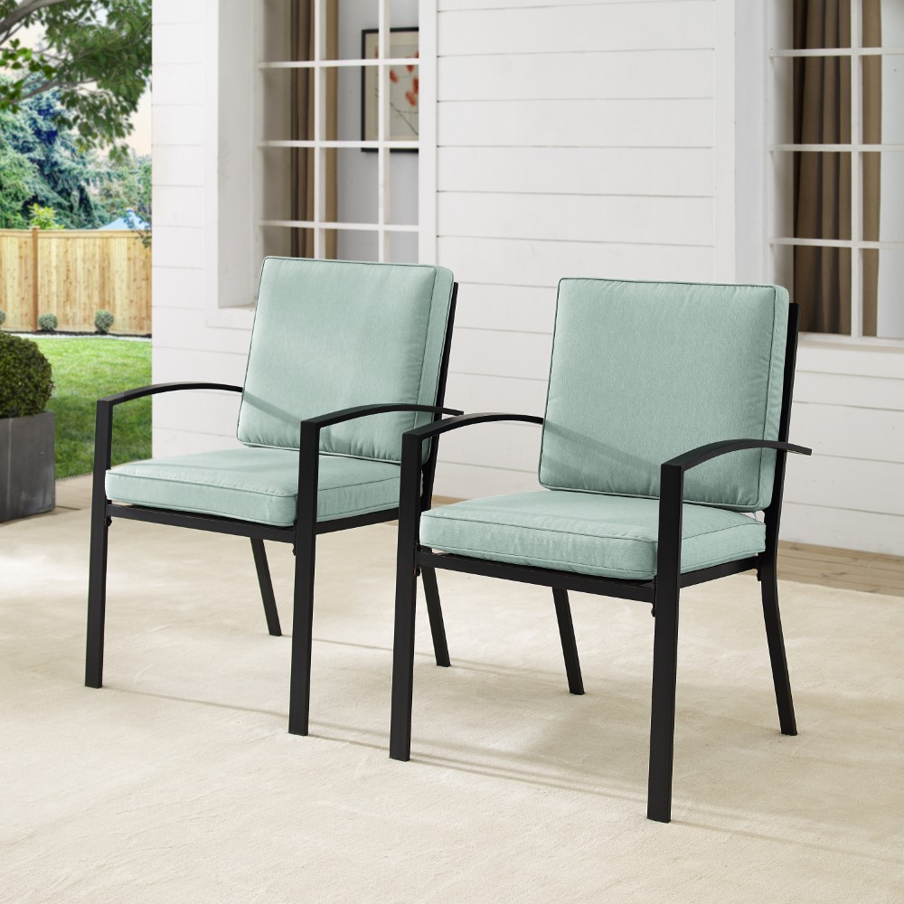 Crosley Furniture - Kaplan 2 Piece Outdoor Dining Chair Set Mist/Oil ...